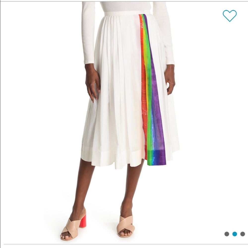 BURBERRY Morlaix Rainbow Striped Cotton Midi Skirt